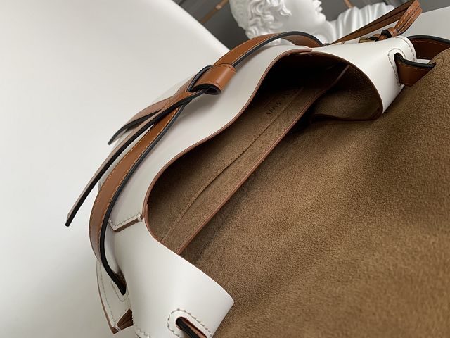 Loewe original calfskin small gate dual bag A650T20 sand&white