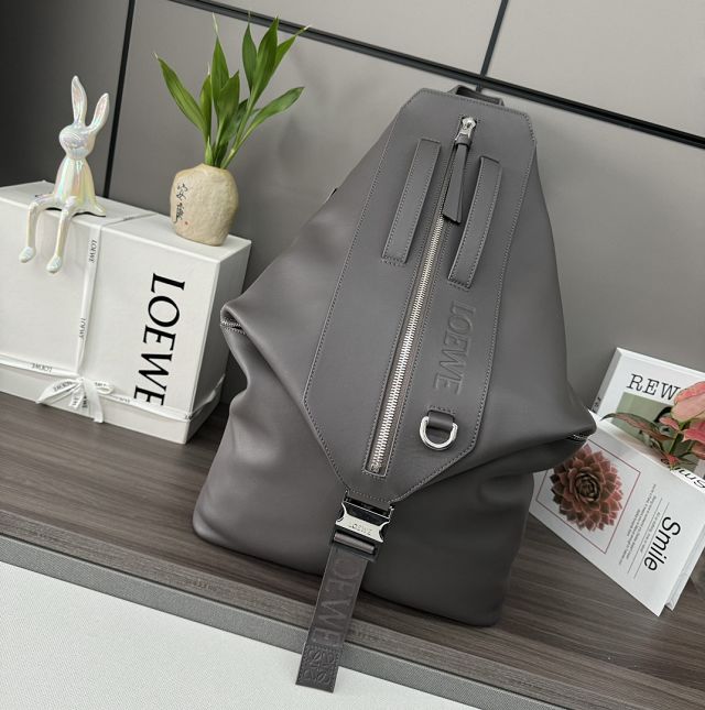 Loewe original calfskin convertible backpack B777W36 dark grey