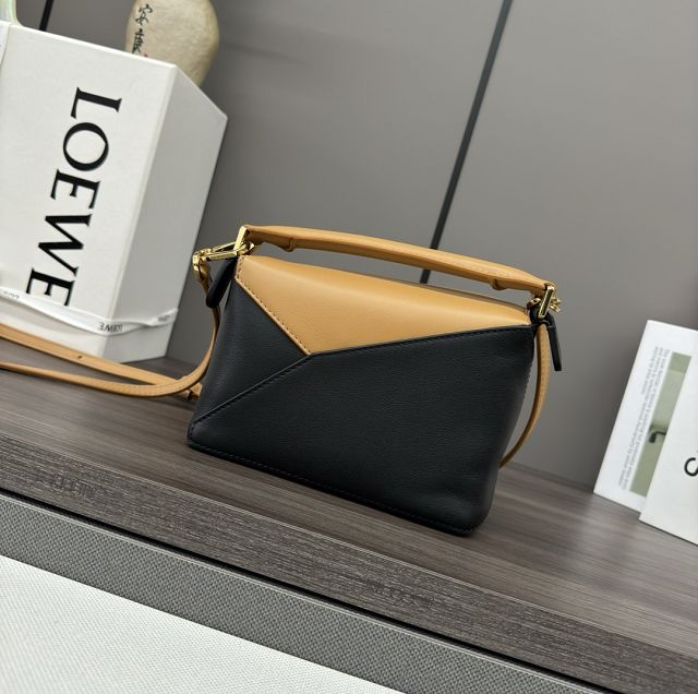 Loewe original calfskin mini puzzle bag A510P88 black&tan