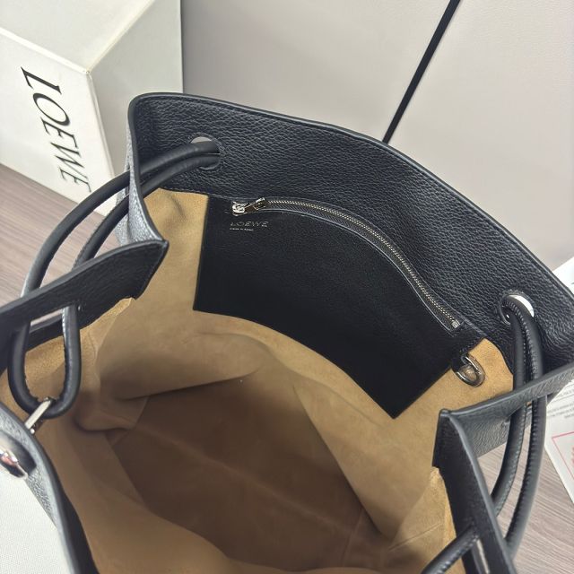 Loewe original calfskin pebble hobo bag BS01746 black