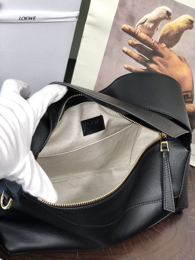 Loewe original calfskin puzzle hobo bag A510P50 black