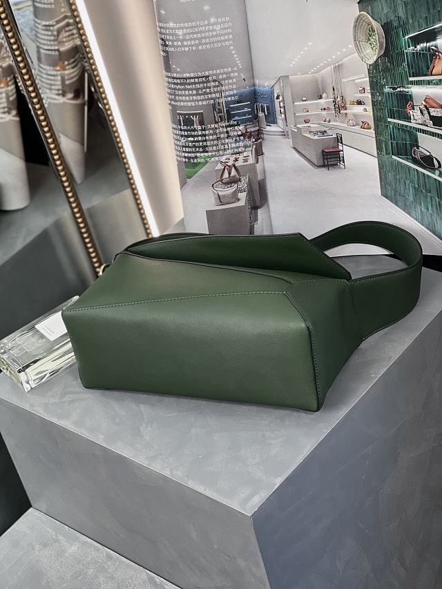 Loewe original calfskin puzzle hobo bag A510P50 dark green
