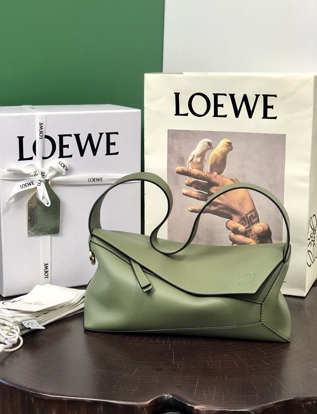 Loewe original calfskin puzzle hobo bag A510P50 green
