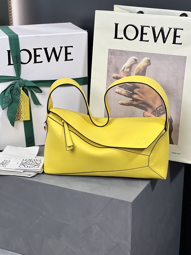 Loewe original calfskin puzzle hobo bag A510P50 yellow