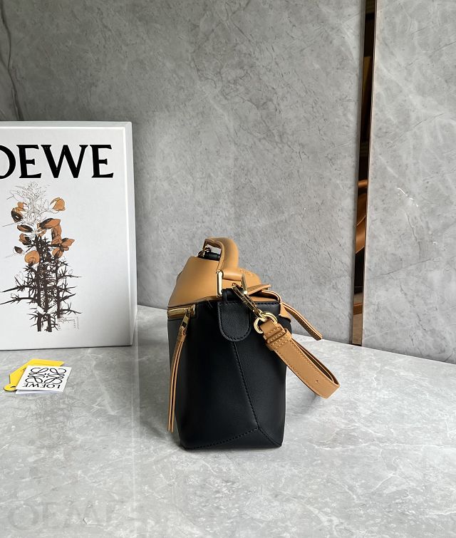Loewe original calfskin small puzzle bag A510P60 black&tan