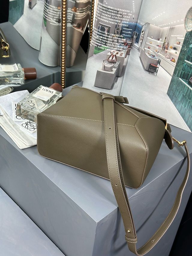 Loewe original calfskin small puzzle bag A510P60 khaki green