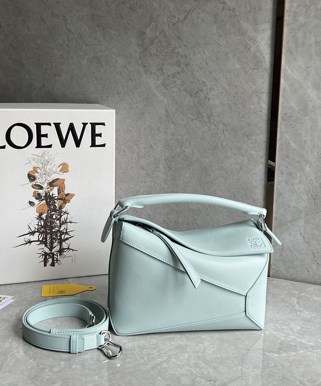 Loewe original calfskin small puzzle bag A510P60 light blue
