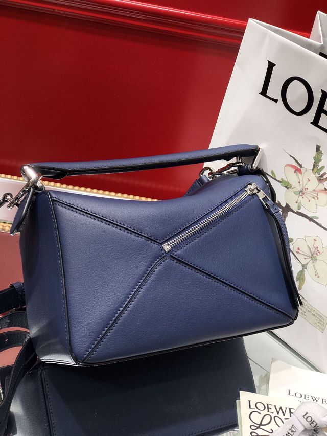 Loewe original calfskin small puzzle bag A510P60 navy blue
