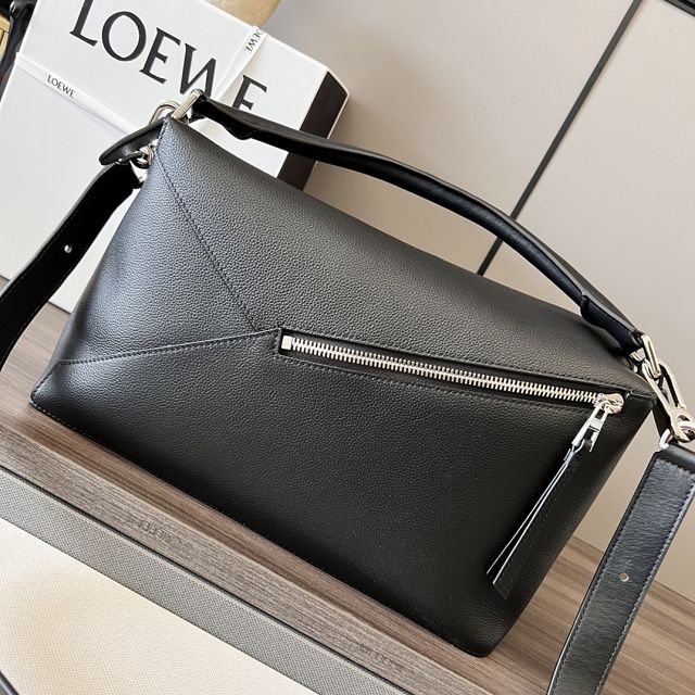 Loewe original grained calfskin large puzzle edge bag B510P01 black