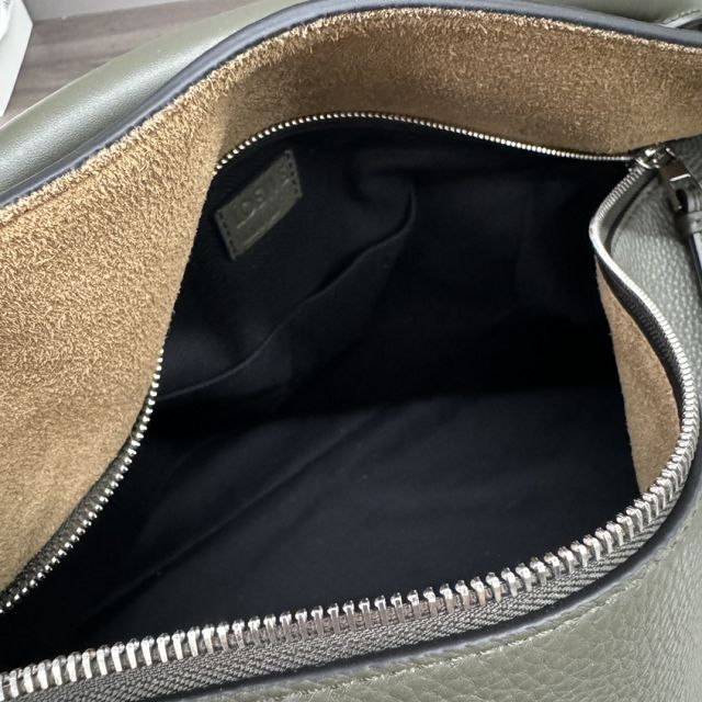Loewe original grained calfskin large puzzle edge bag B510P01 dark green