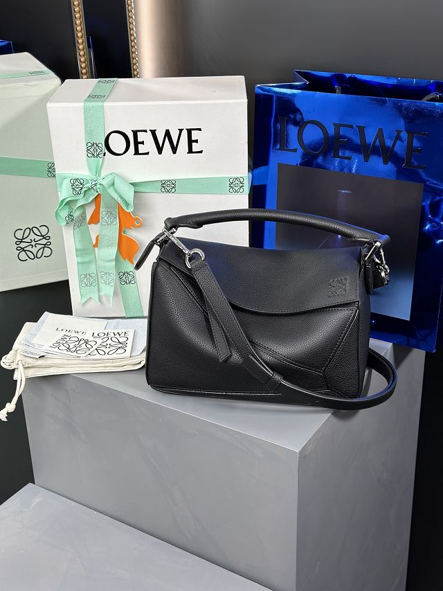 Loewe original grained calfskin small puzzle bag A510P60 black