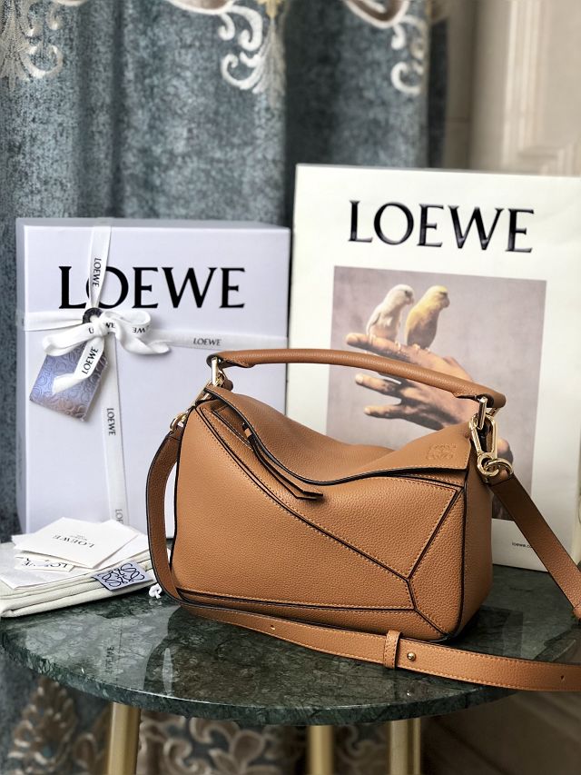 Loewe original grained calfskin small puzzle bag A510P60 brown