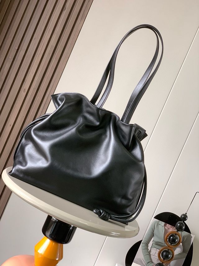 Loewe original calfskin large flamenco clutch A411FL1 black