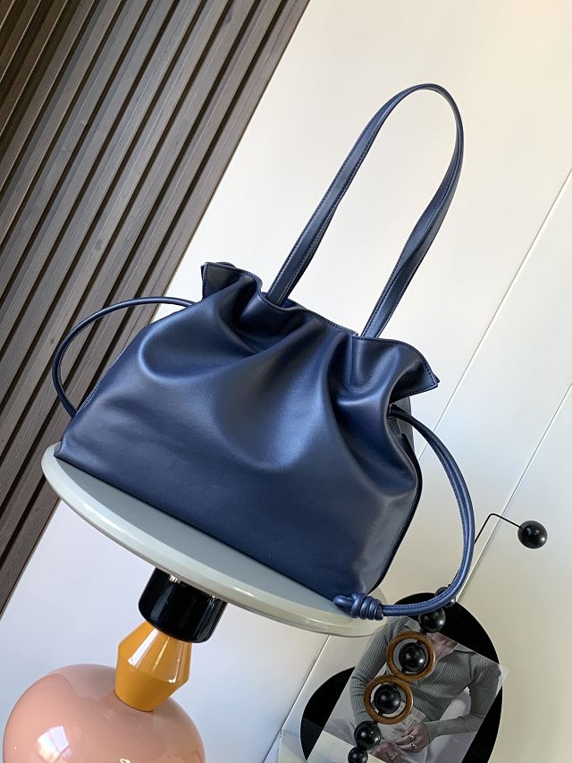 Loewe original calfskin large flamenco clutch A411FL1 navy blue
