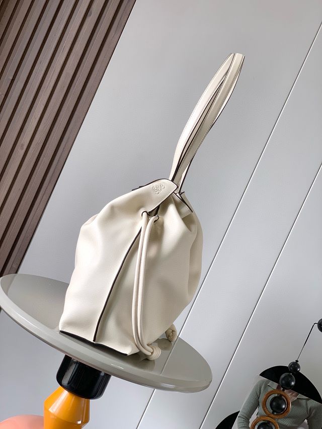 Loewe original calfskin large flamenco clutch A411FL1 white