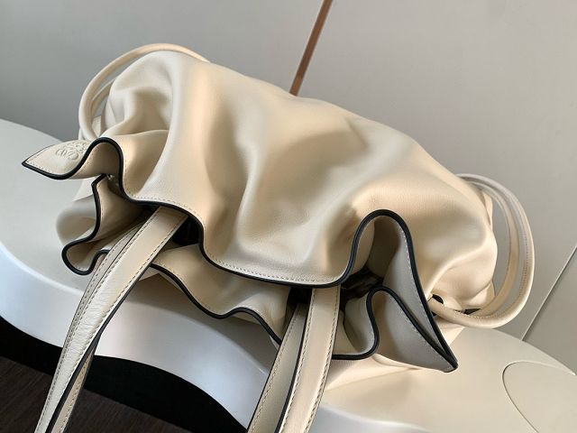 Loewe original calfskin large flamenco clutch A411FL1 white