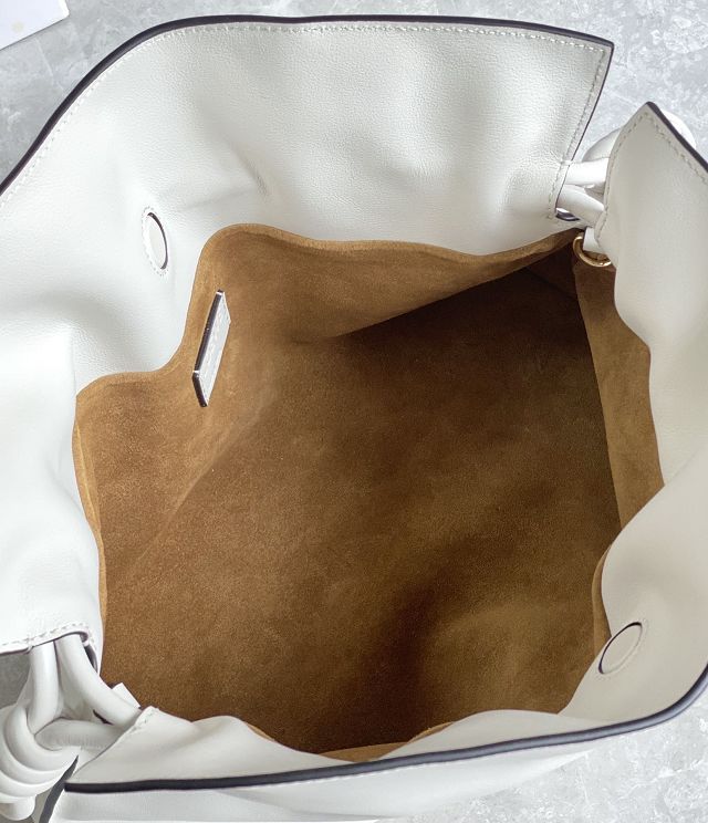 Loewe original calfskin medium flamenco clutch A411FC1 white