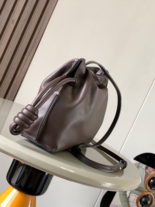 Loewe original calfskin mini flamenco clutch A411FC2 dark coffee