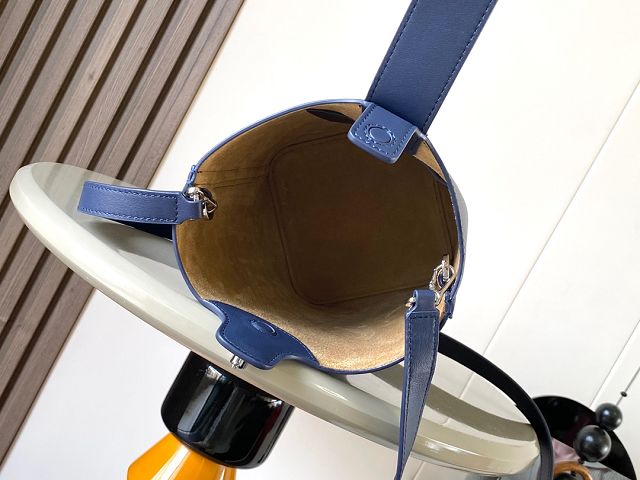 Loewe original calfskin mini pebble bucket BBMX01 dark blue