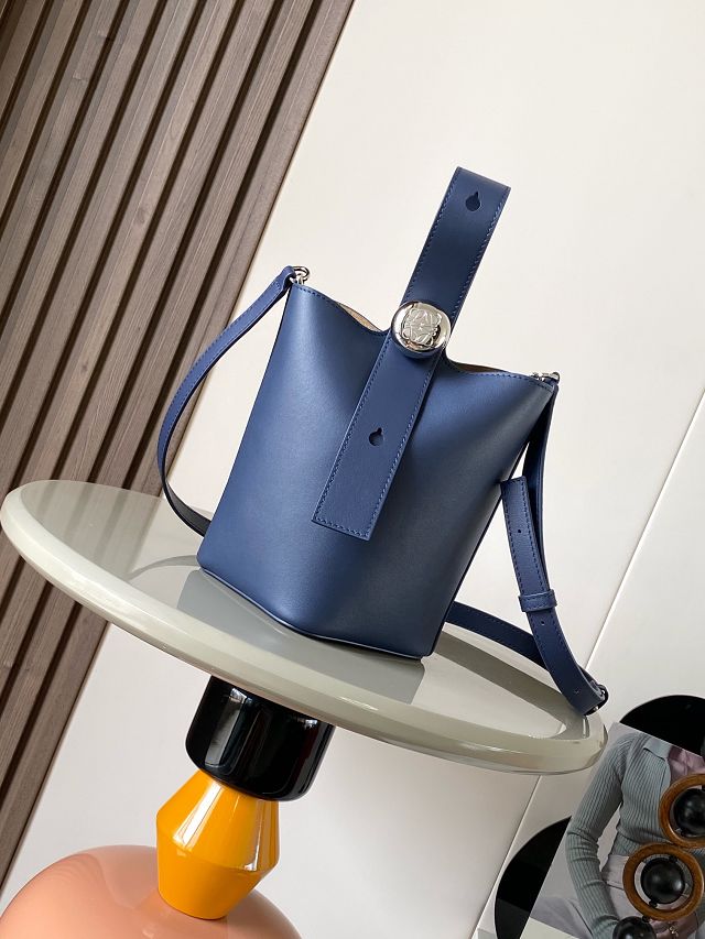 Loewe original calfskin mini pebble bucket BBMX01 dark blue