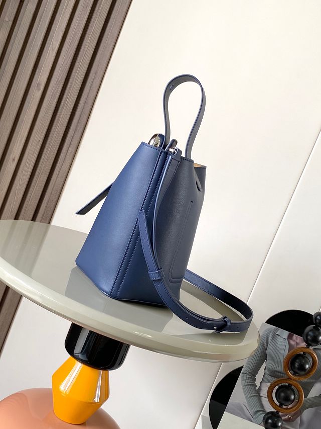 Loewe original calfskin mini pebble bucket BBMX01 dark blue