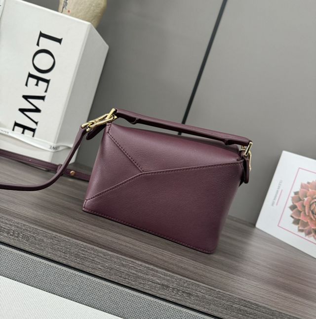 Loewe original calfskin mini puzzle bag A510P88 burgundy