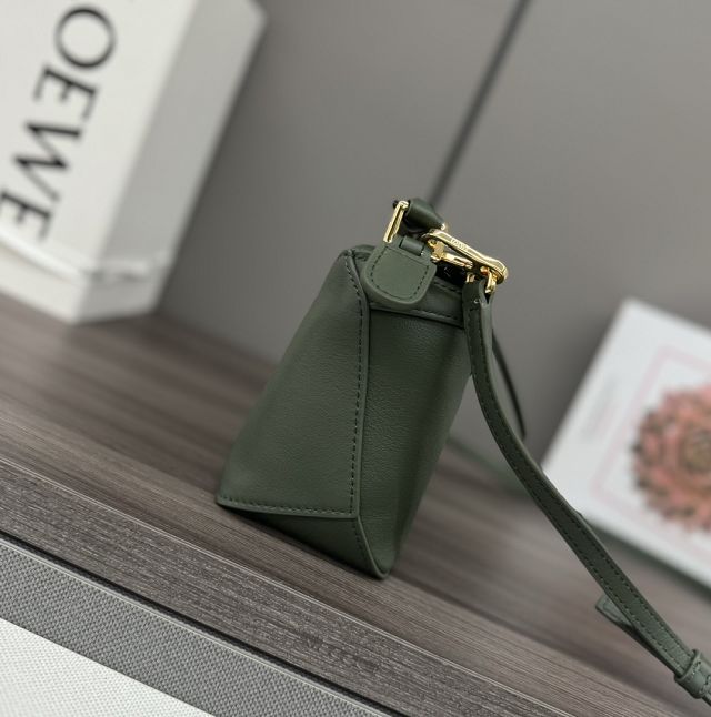 Loewe original calfskin mini puzzle bag A510P88 dark green