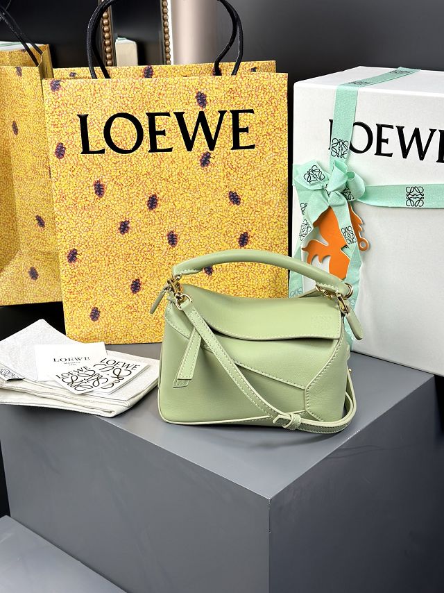 Loewe original calfskin mini puzzle bag A510P88 green