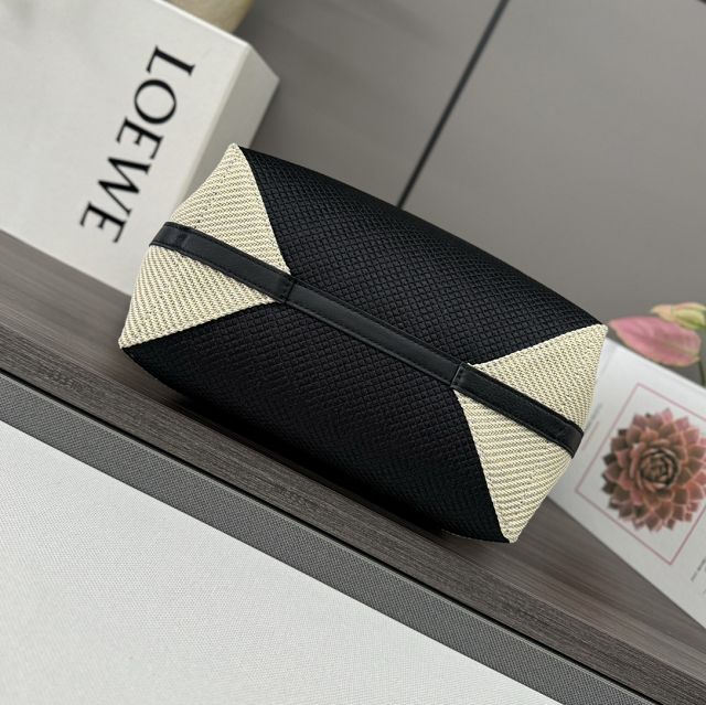 Loewe original canvas medium puzzle fold tote A657G50 white&black