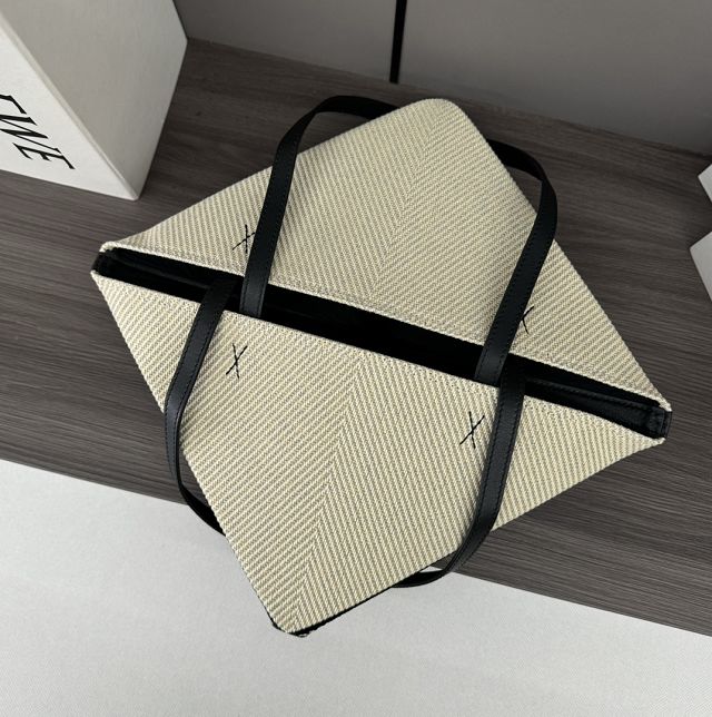 Loewe original canvas medium puzzle fold tote A657G50 white&black