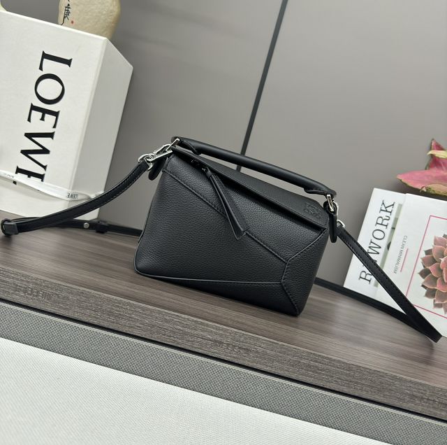 Loewe original grained calfskin mini puzzle bag A510P88 black