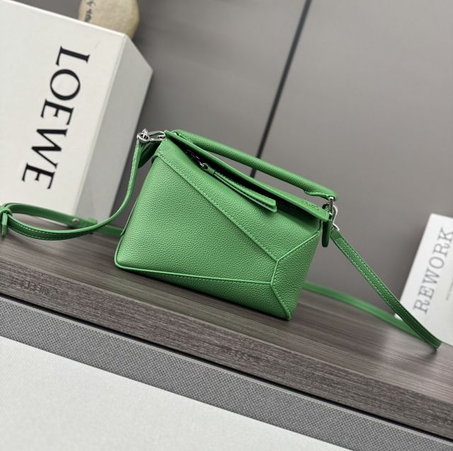 Loewe original grained calfskin mini puzzle bag A510P88 green