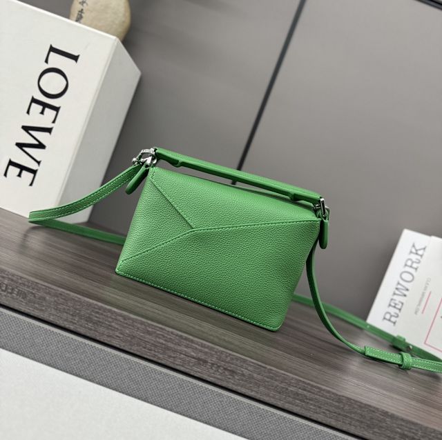Loewe original grained calfskin mini puzzle bag A510P88 green
