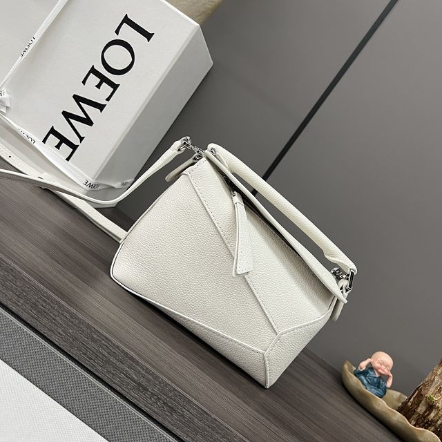 Loewe original grained calfskin mini puzzle bag A510P88 white
