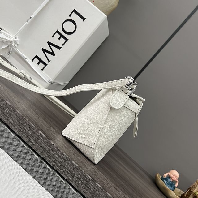 Loewe original grained calfskin mini puzzle bag A510P88 white