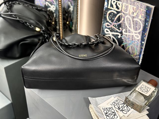 Loewe original lambskin large flamenco purse A411FPD black