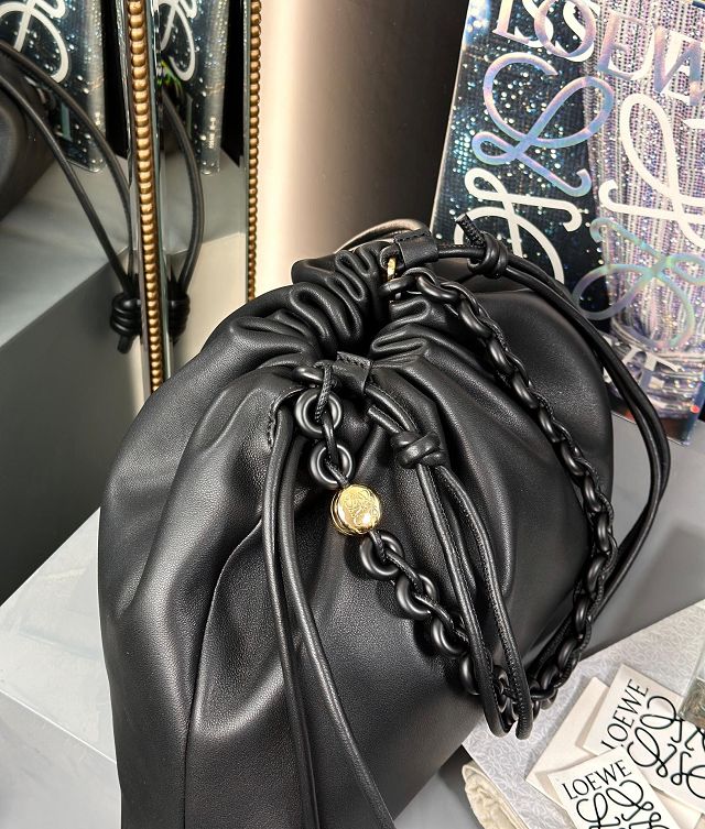 Loewe original lambskin large flamenco purse A411FPD black