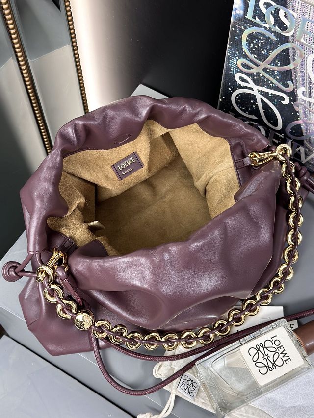 Loewe original lambskin large flamenco purse A411FPD burgundy