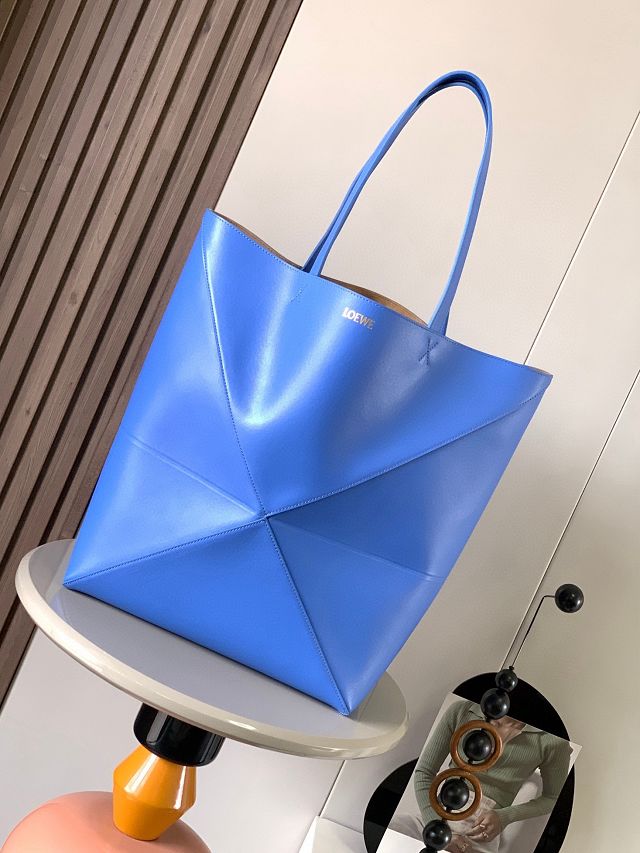 Loewe original calfskin large puzzle fold tote B933Q18 blue