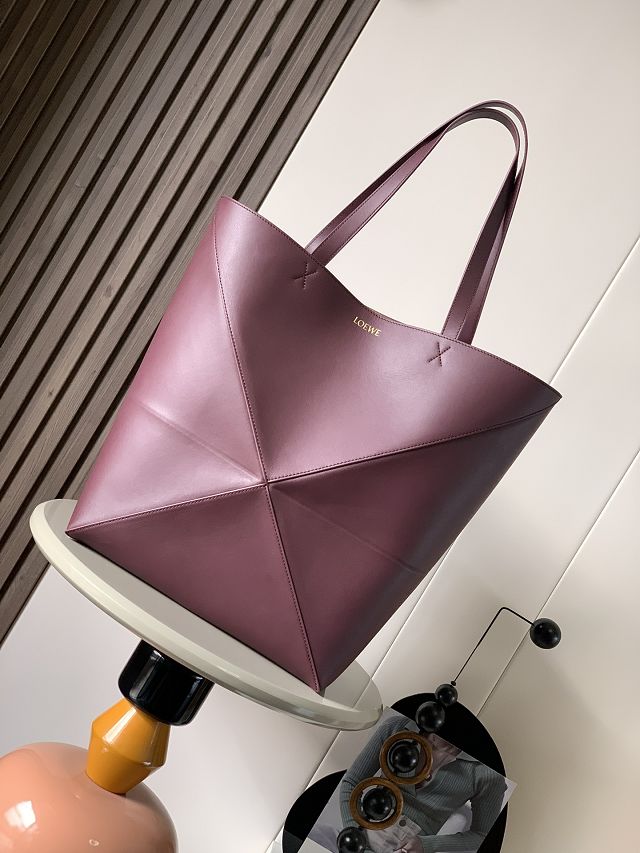 Loewe original calfskin large puzzle fold tote B933Q18 burgundy