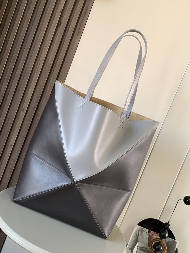Loewe original calfskin large puzzle fold tote B933Q18 grey