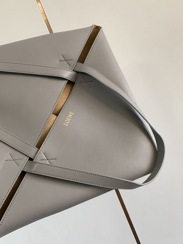 Loewe original calfskin large puzzle fold tote B933Q18 grey