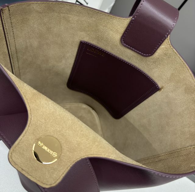 Loewe original calfskin medium pebble bucket BBMX02 burgundy