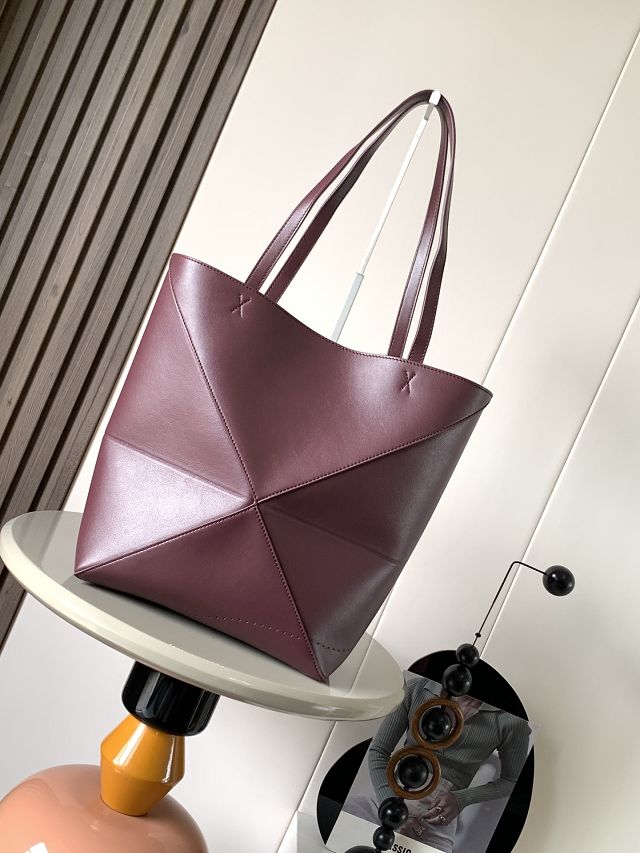 Loewe original calfskin medium puzzle fold tote A657G50 burgundy