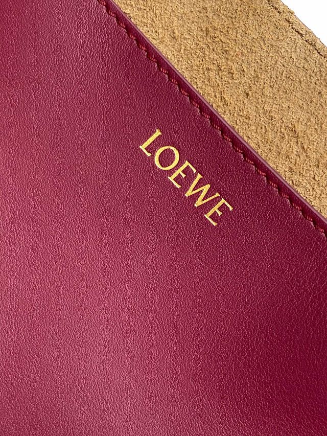 Loewe original calfskin medium puzzle fold tote A657G50 burgundy&peach