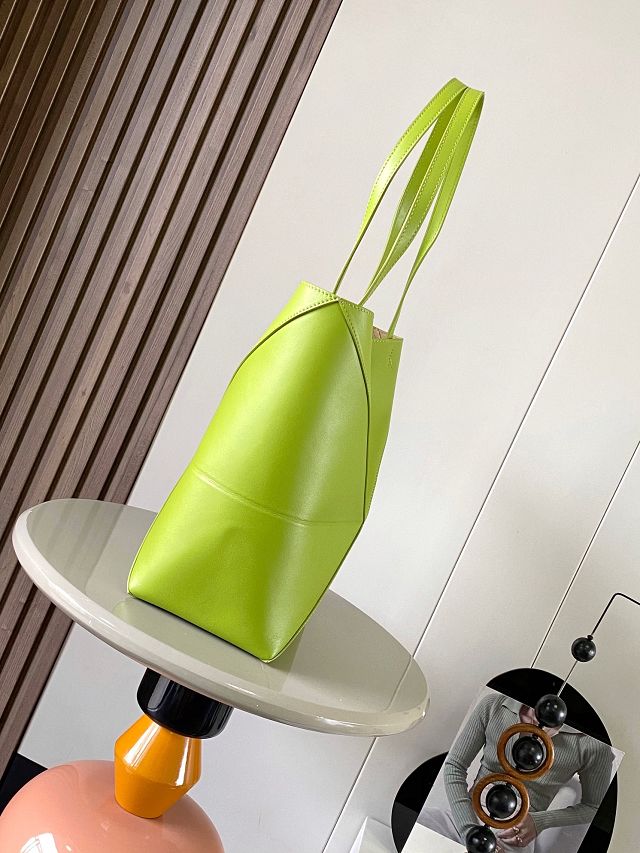 Loewe original calfskin medium puzzle fold tote A657G50 lemon green