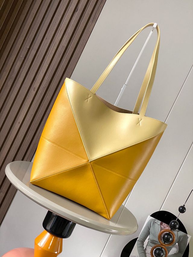 Loewe original calfskin medium puzzle fold tote A657G50 yellow