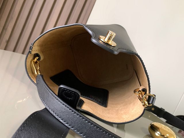 Loewe original calfskin mini pebble bucket BBMX01 black