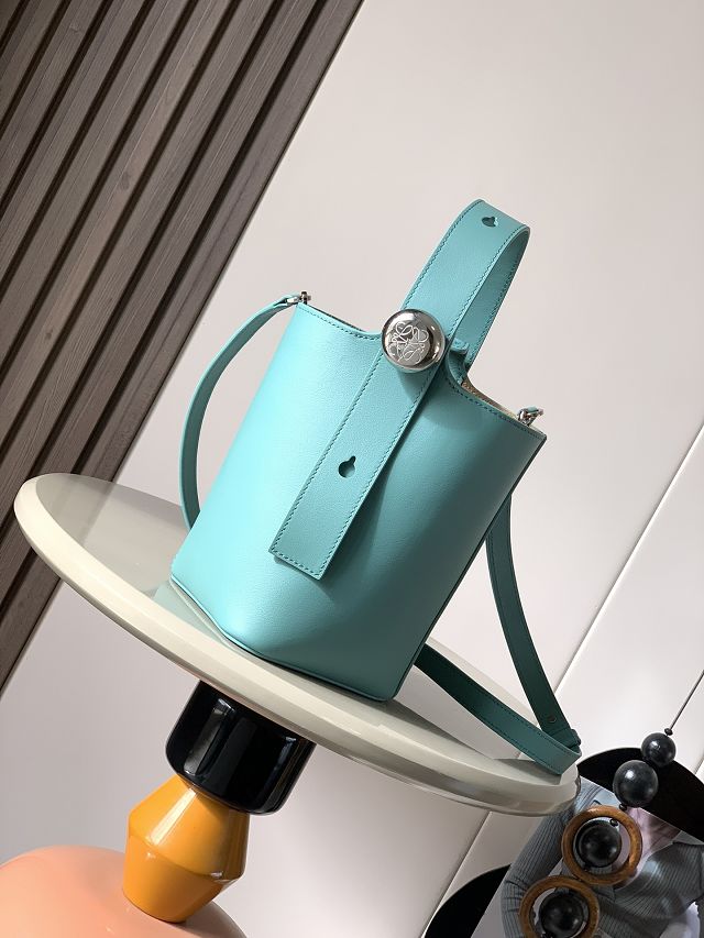 Loewe original calfskin mini pebble bucket BBMX01 blue