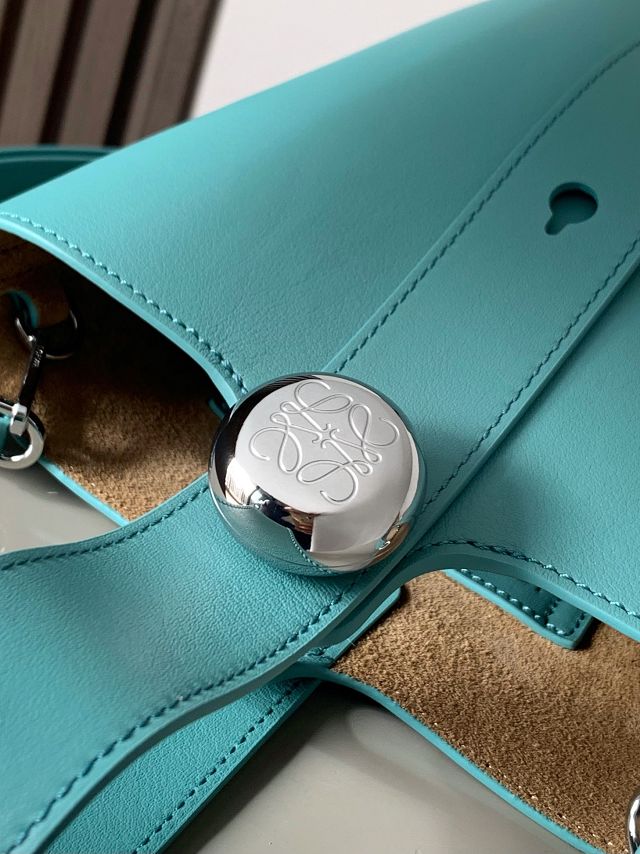 Loewe original calfskin mini pebble bucket BBMX01 blue